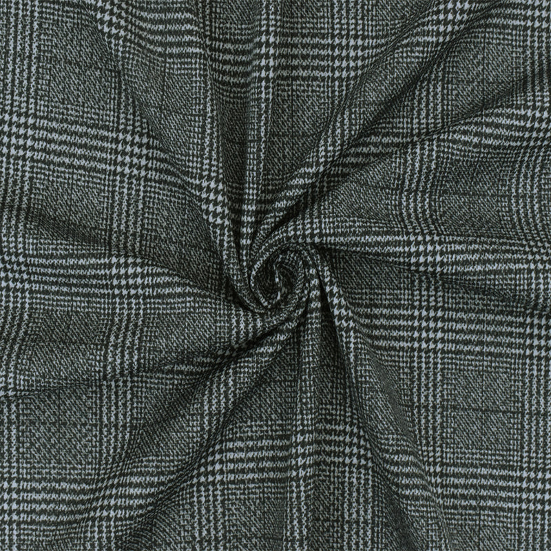 Off Black-White Plaid Printed Stretch Polyester Athletic Mesh Knit Fabric