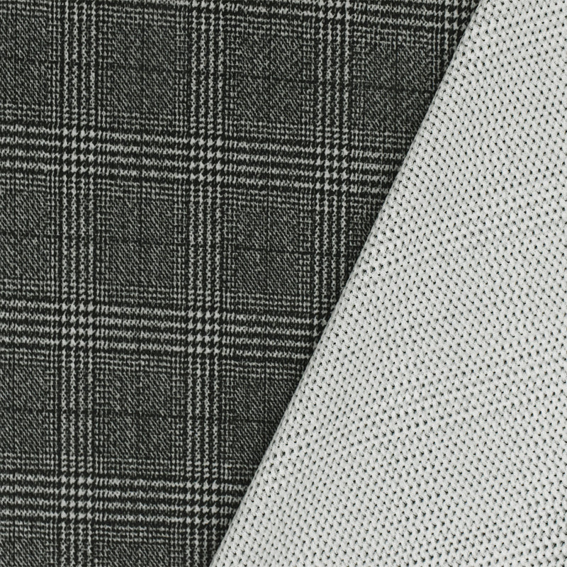 Off Black-White Plaid Printed Stretch Polyester Athletic Mesh Knit Fabric