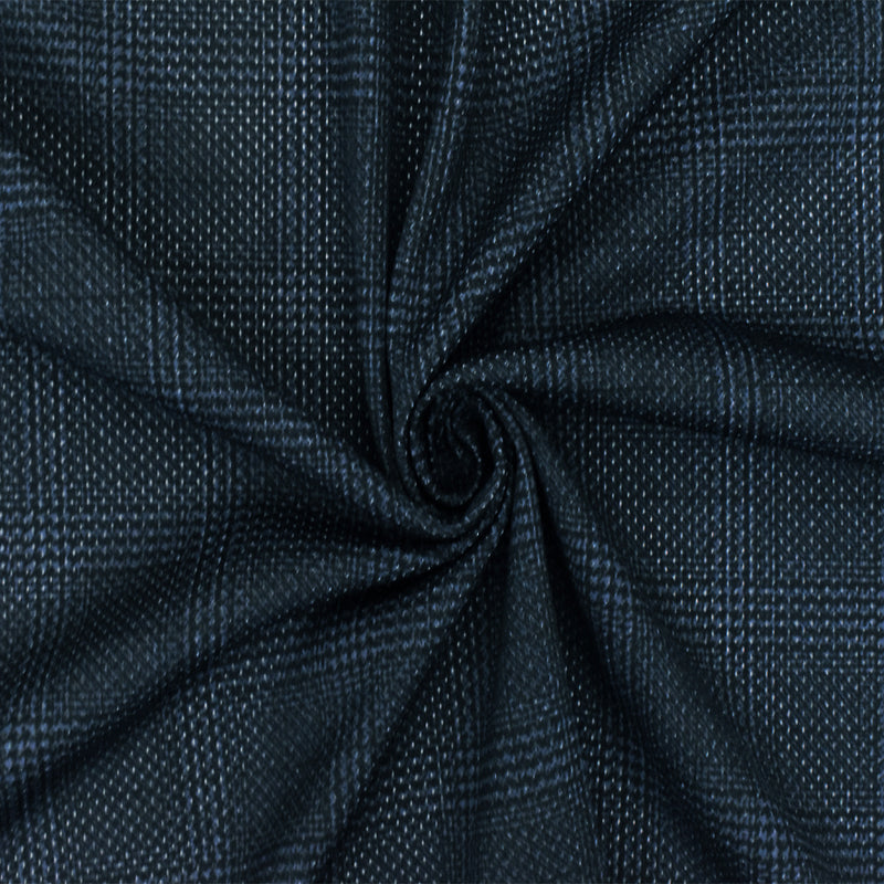 Black-Soft Blue Plaid Printed Stretch Polyester Athletic Mesh Knit Fabric