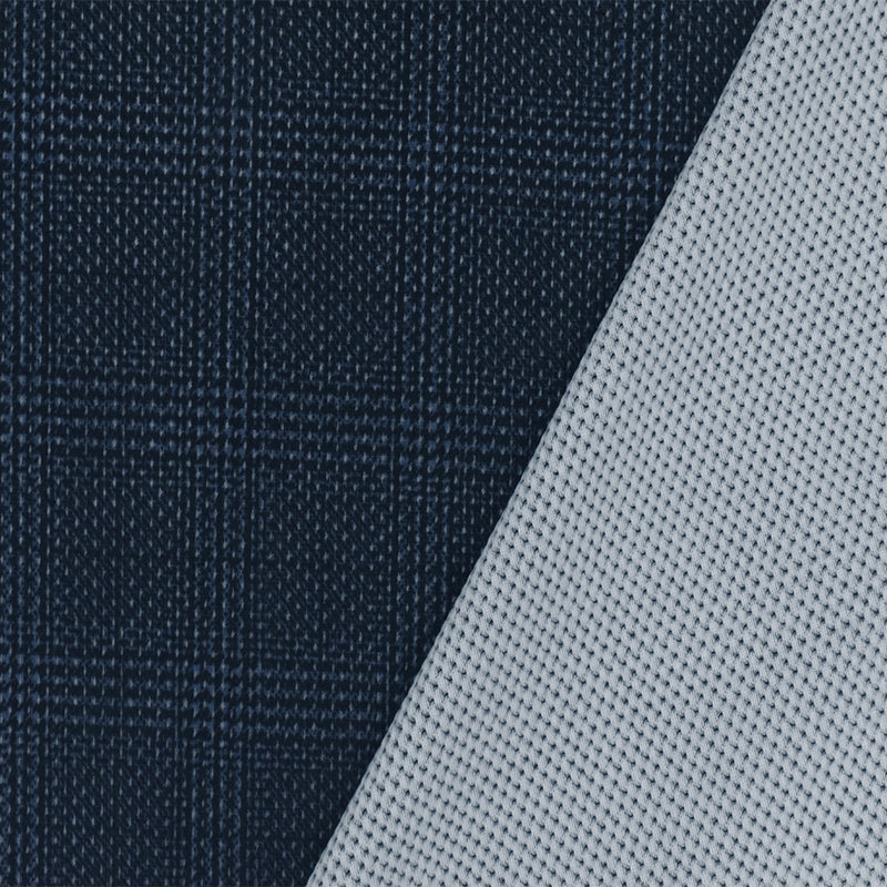 Black-Soft Blue Plaid Printed Stretch Polyester Athletic Mesh Knit Fabric