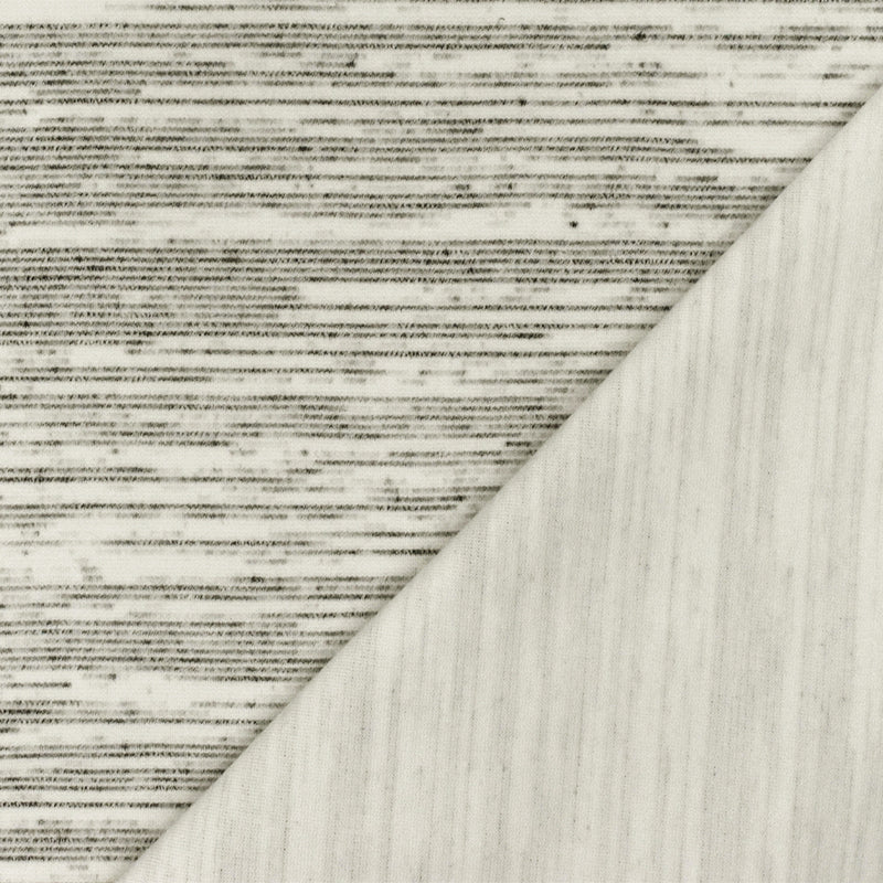 Simple Ivory-Black-Gray Slub Striped Pattern Stretch Double Knit Fabric