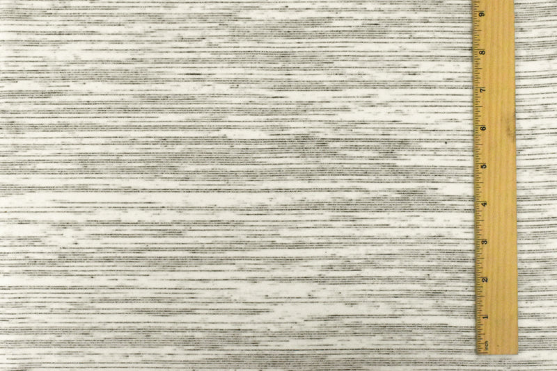 Simple Ivory-Black-Gray Slub Striped Pattern Stretch Double Knit Fabric
