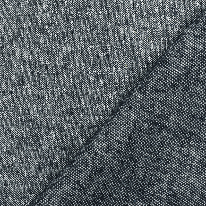 Silver-White-Navy Metallic Texture Stretch Cotton Chambray Woven Fabric