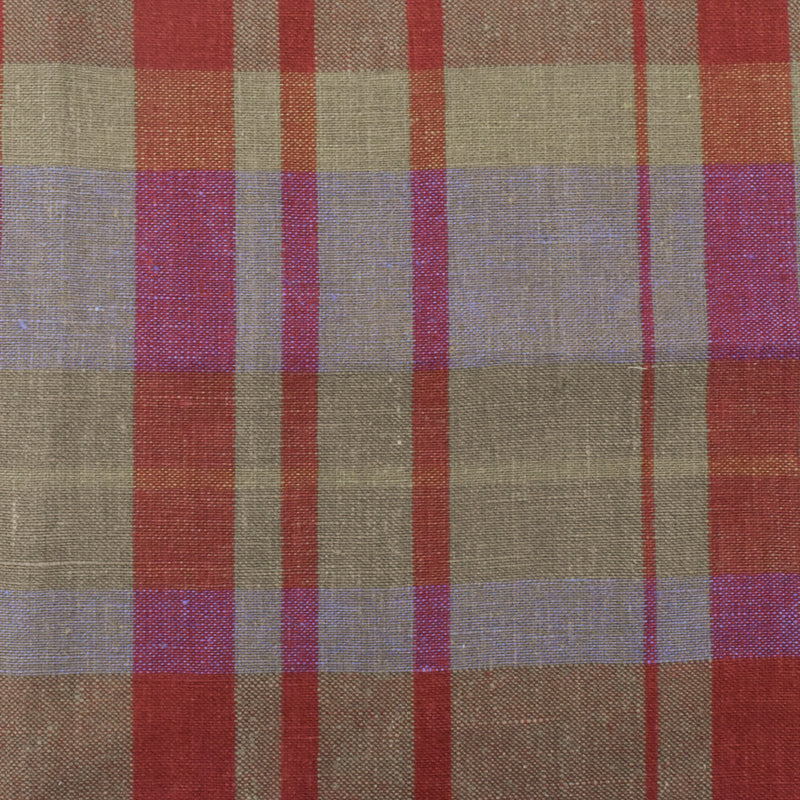 Rustic Red-Beige-Multi Cotton Woven Plaid Madras Fabric