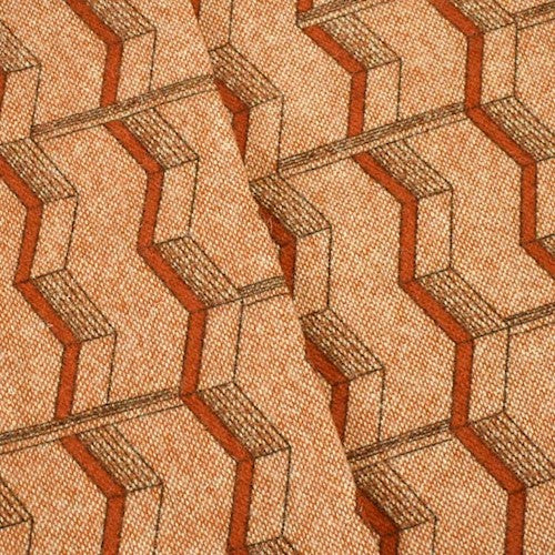 Orange/Multi Wool Blend Artistic Chevron Printed Jacketing Fabric