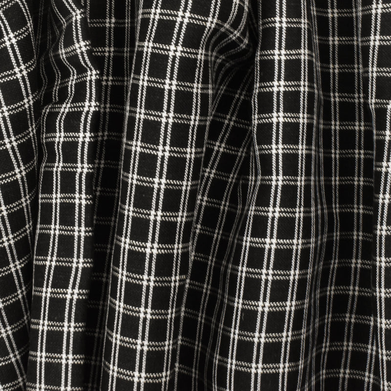 Simple Black-White Check Linen Gingham Woven Fabric