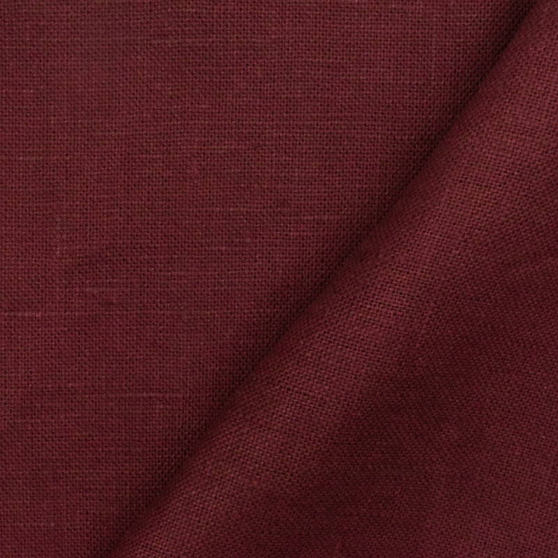 Dark Maroon Solid Cross-Hatch Linen Woven Shirting Fabric