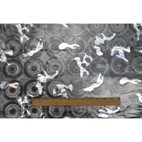 Holographic Silver Camo Printed Stretch Activewear Fabric