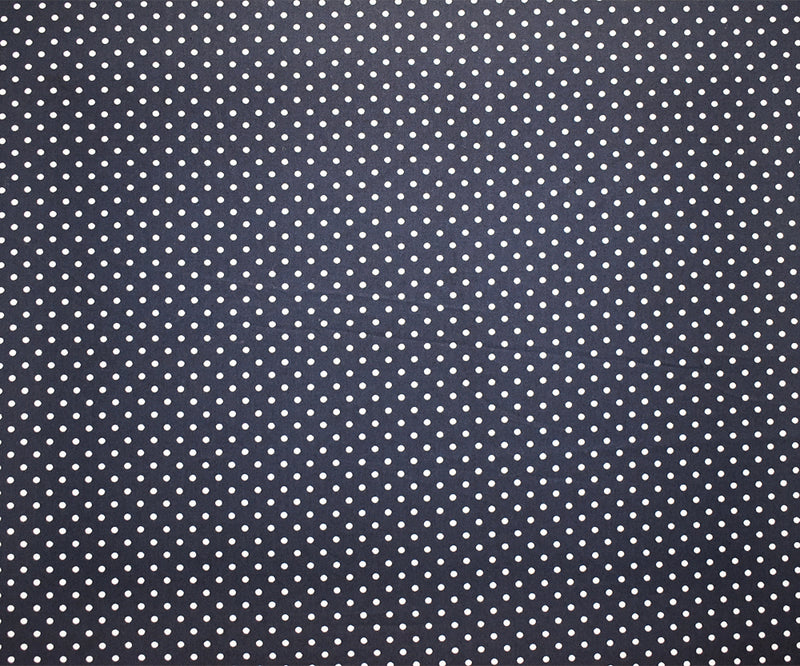 Navy-White Cotton Japanese Polka Dot Printed Twill Sateen Woven Fabric
