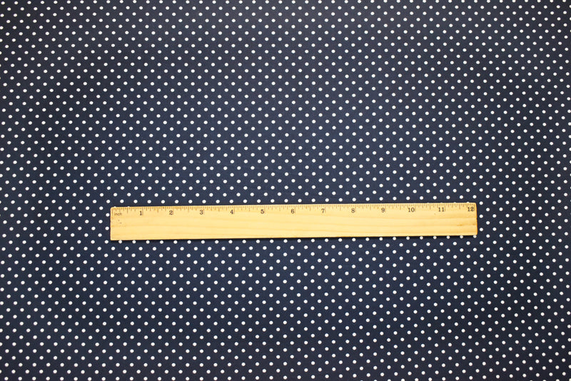 Navy-White Cotton Japanese Polka Dot Printed Twill Sateen Woven Fabric