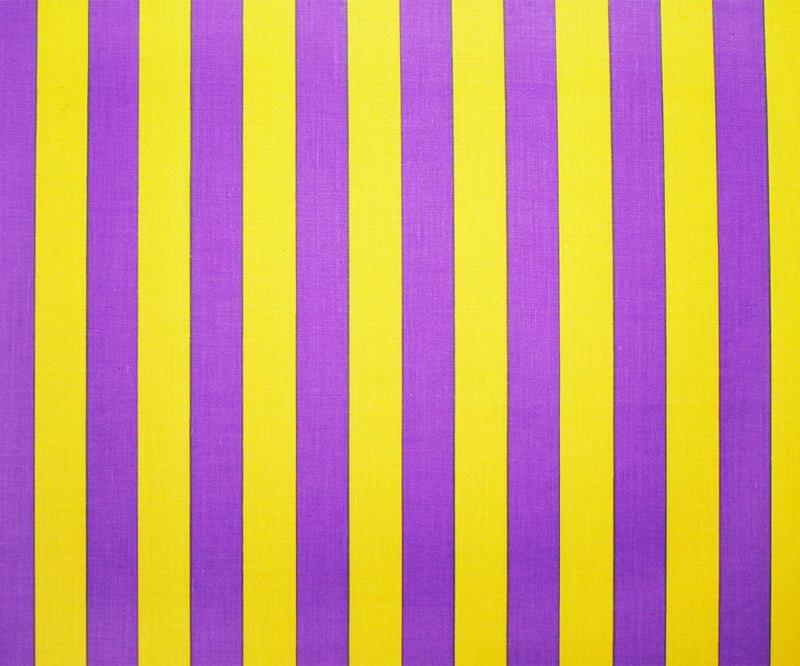 Purple-Yellow Cotton-Poly Japanese Vertical Stripe Printed Woven Fabric