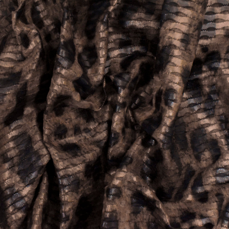 Brown-Black Famous Maker Cheetah Printed 3D Mesh Yoga Activewear Fabric