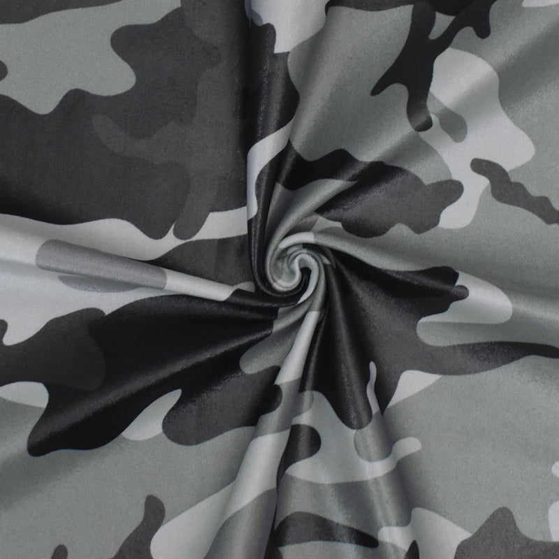 Gray-Multi Famous Maker Camouflage Printed Stretch Tricot Swimwear Fabric