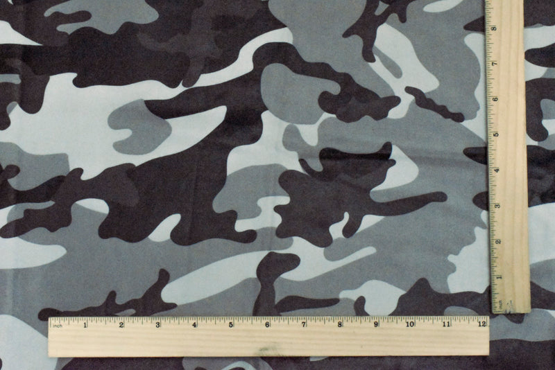 Gray-Multi Famous Maker Camouflage Printed Stretch Tricot Swimwear Fabric