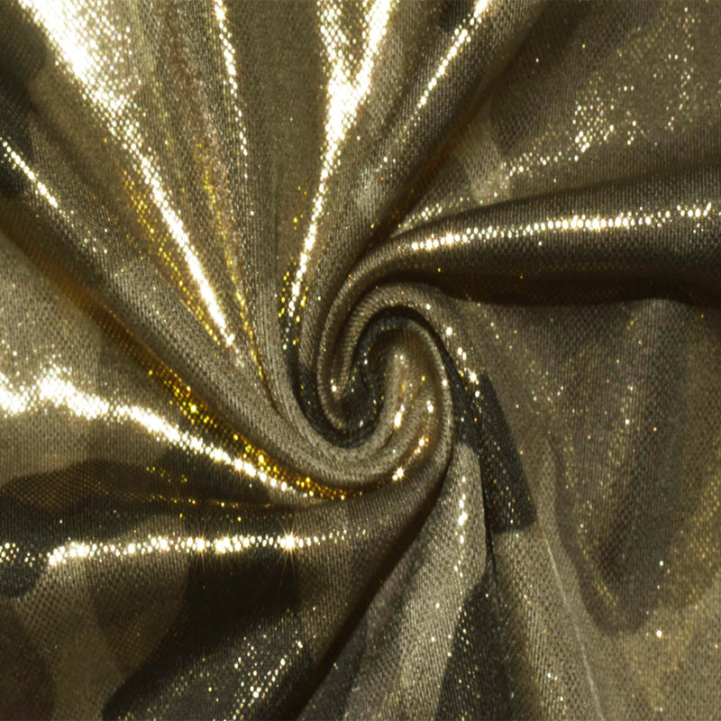 Golden-Multi Famous Maker Camouflage Printed Stretch Tricot Swimwear Fabric