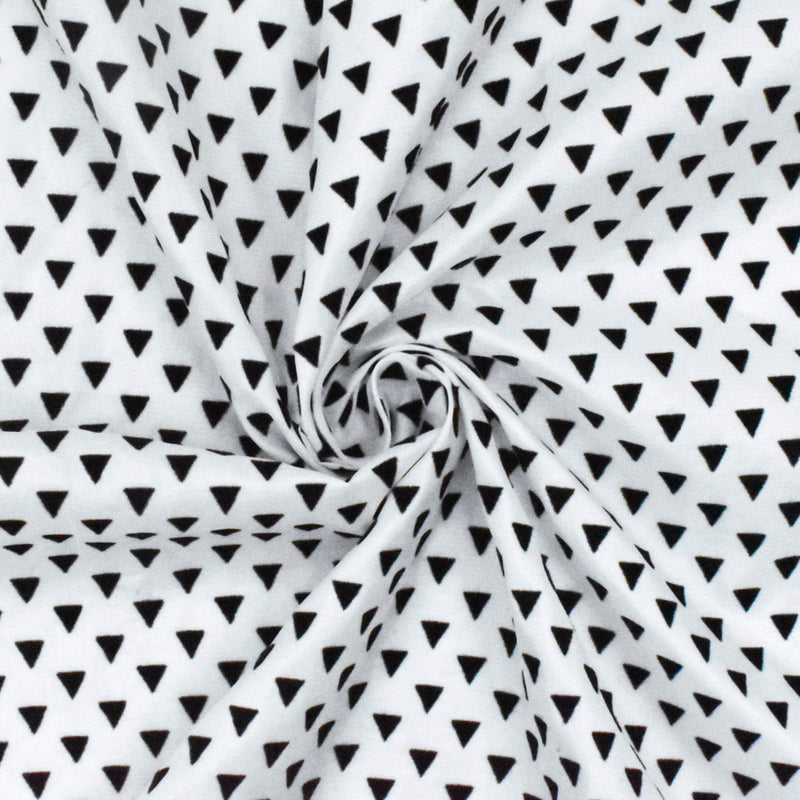 Classic Black-White Velvet Flocked Triangle Printed Ripstop Woven Fabric