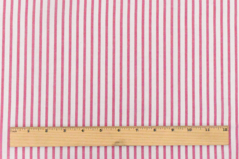 Sweet Pink-White Stripe Cotton Lawn Woven Fabric