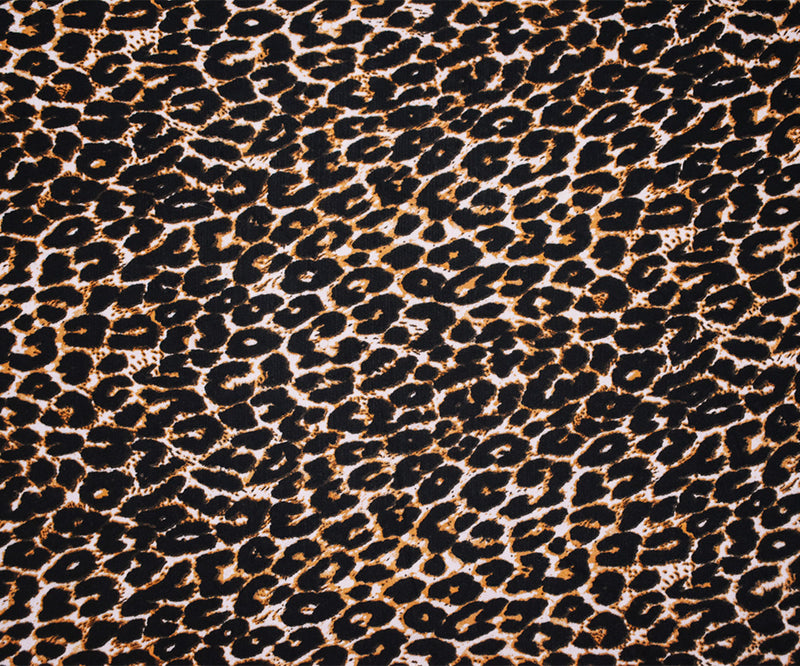 Black-Brown-Beige Polyester Cheetah Printed Matte Jersey Knit Fabric