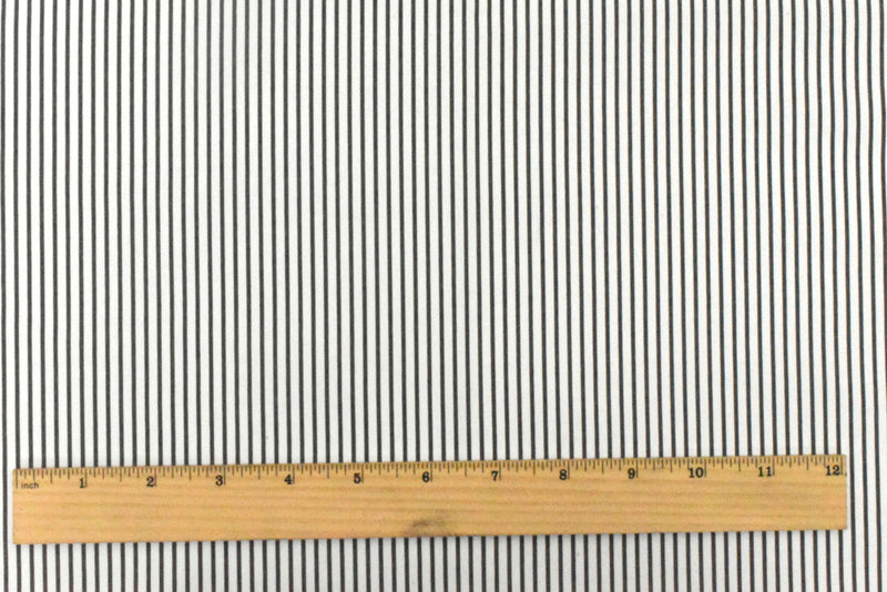 Simple Black-White Stripe Polyester Shirting Woven Fabric