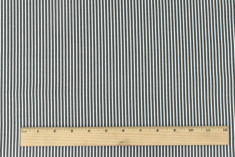 Intense White-Black Stripe Polyester Shirting Woven Fabric