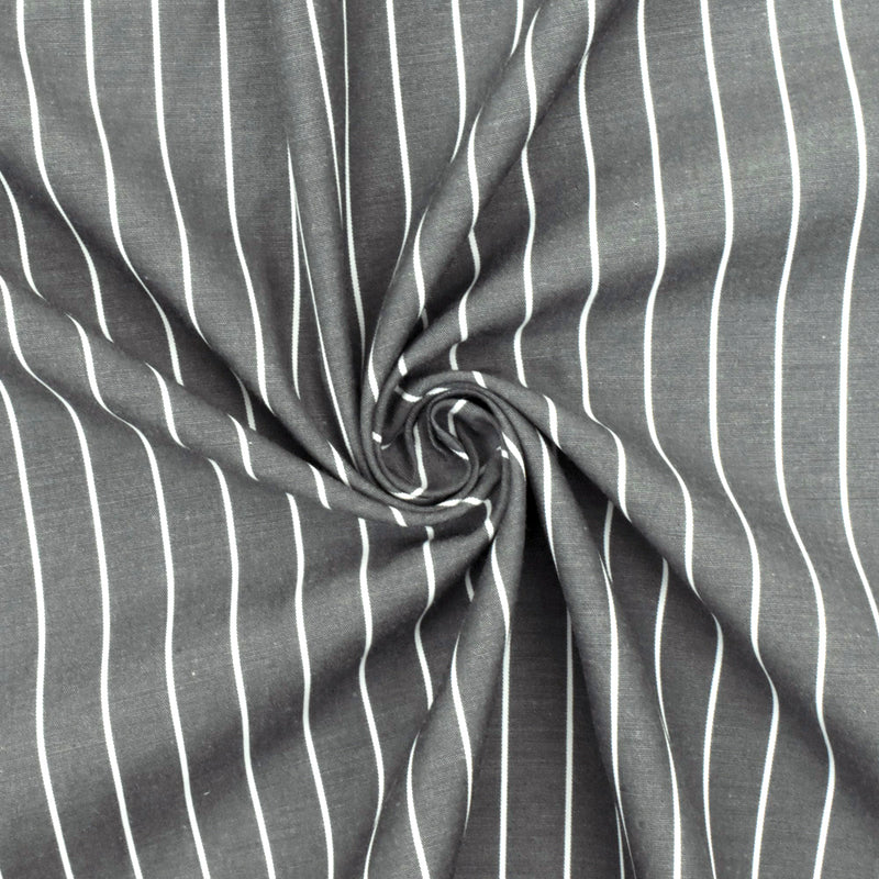Pencil Black-White Stripe Polyester Shirting Woven Fabric
