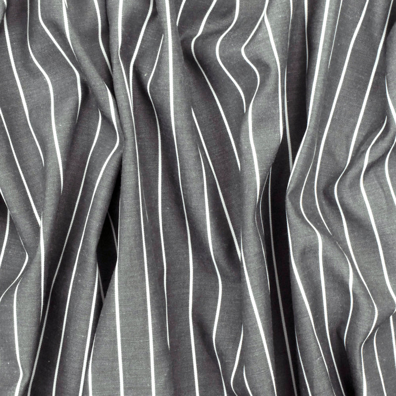 Pencil Black-White Stripe Polyester Shirting Woven Fabric