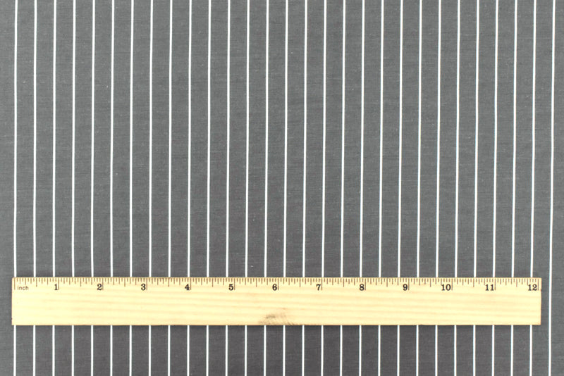Pencil Black-White Stripe Polyester Shirting Woven Fabric