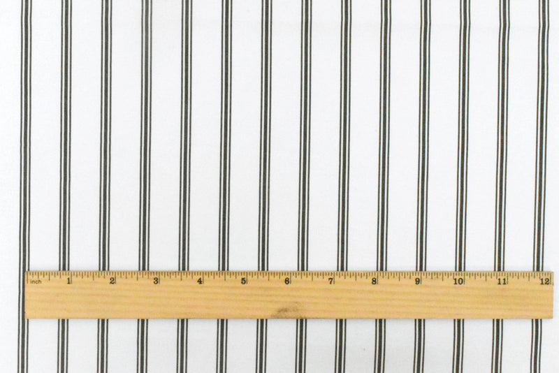 Paper White-Black Stripe Polyester Shirting Woven Fabric