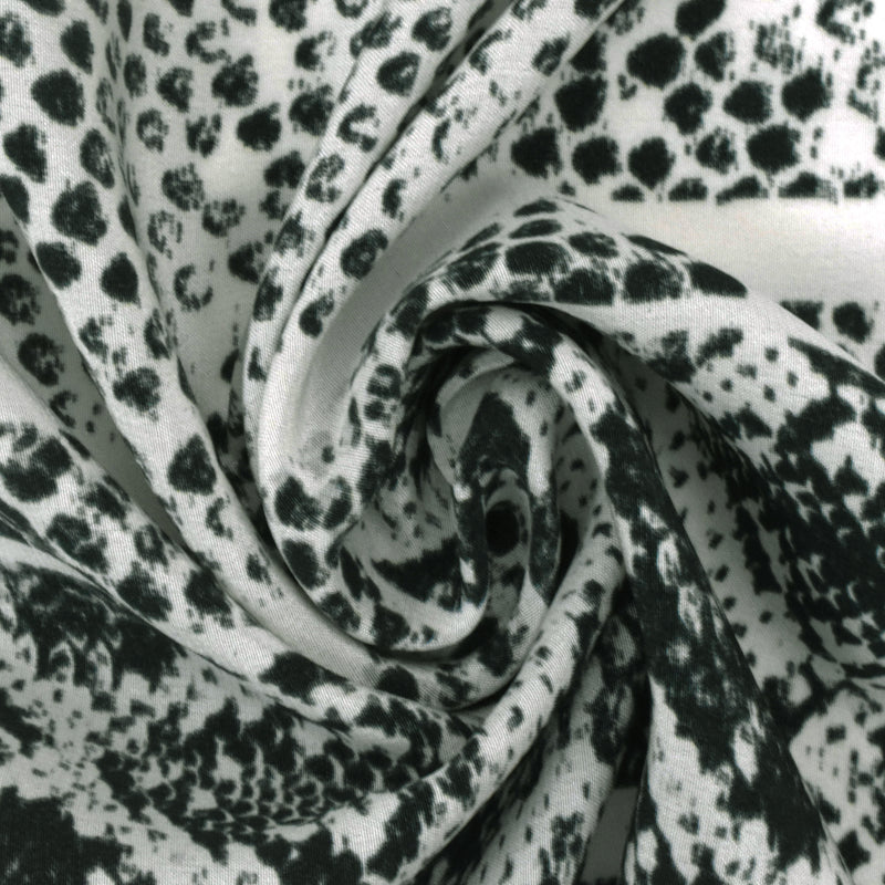 Green-Black-Ivory Border Frame Panel Printed Silk Crepe De Chine Fabric