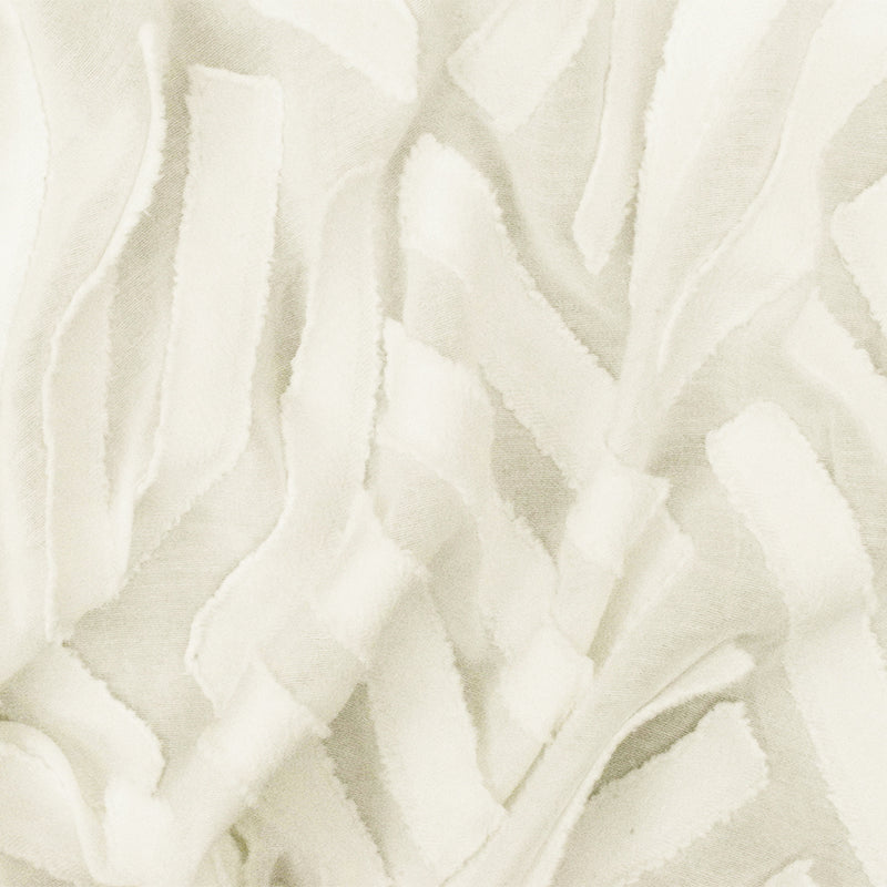White Abstract Diagonal Tile Poly-Cotton Clip-Spot Pleat Woven Fabric