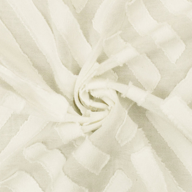 White Abstract Diagonal Tile Poly-Cotton Clip-Spot Pleat Woven Fabric