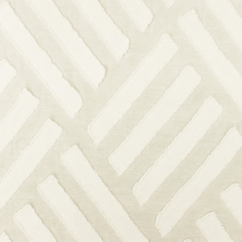 White Abstract Diagonal Tile Poly-Cotton Clip-Spot Pleat Woven Fabric