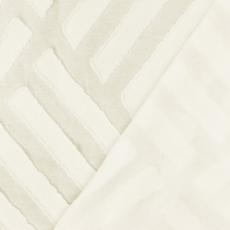 White Abstract Diagonal Tile Poly-Cotton Clip-Spot Pleat Woven Fabric