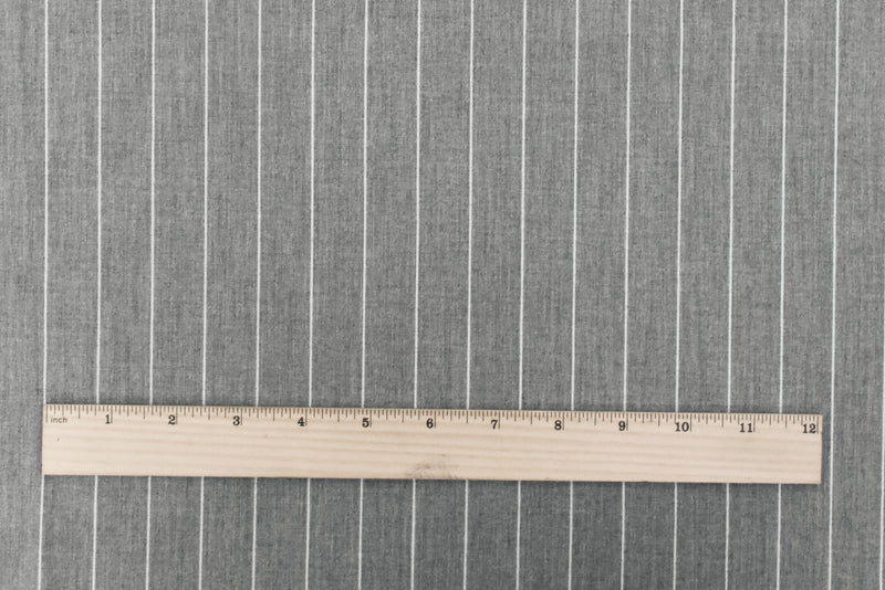 Stone Gray-White Stripe Stretch Twill Woven Fabric