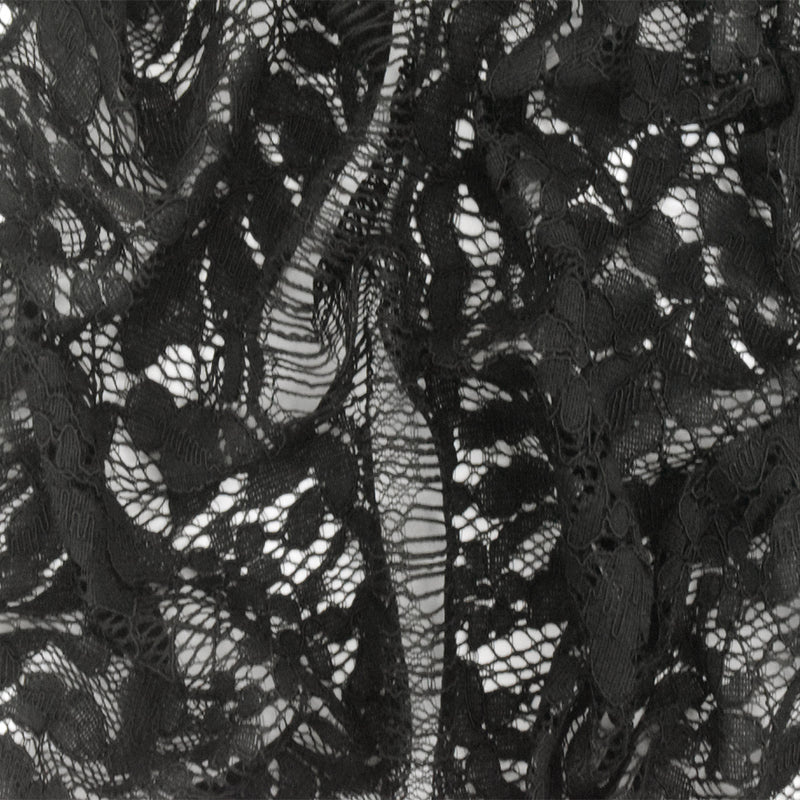 Moody Black Leaf Scallop Lace Knit Fabric