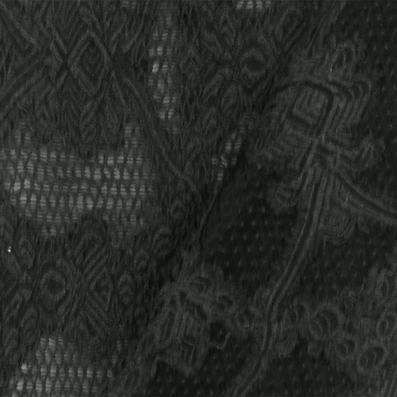 Matte Black Fancy Trellis Jacquard Woven Fabric
