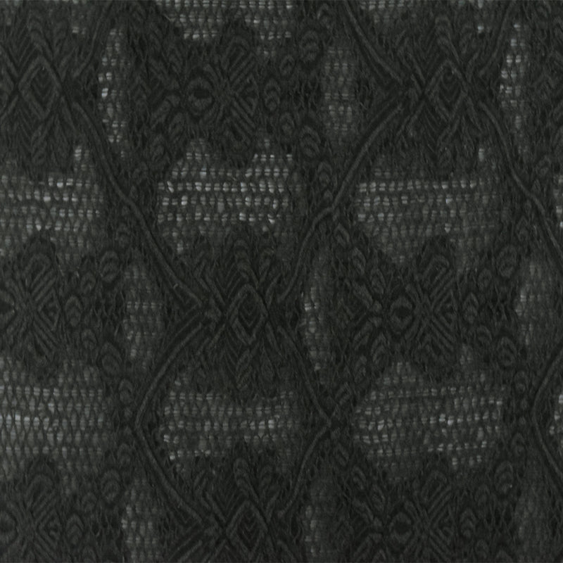 Matte Black Fancy Trellis Jacquard Woven Fabric