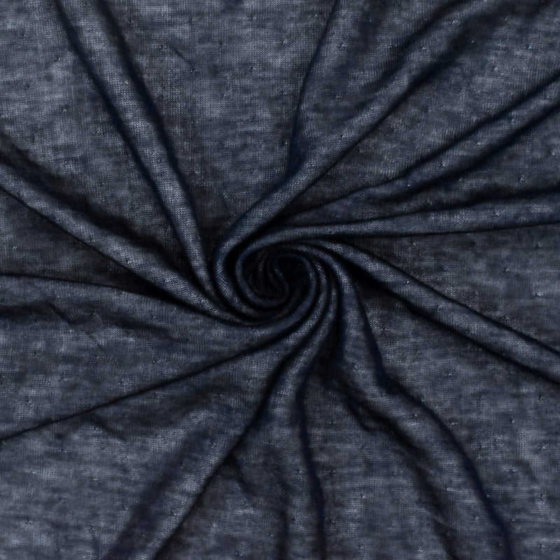 Navy-White Viscose Pointelle Stretch Double Knit Fabric