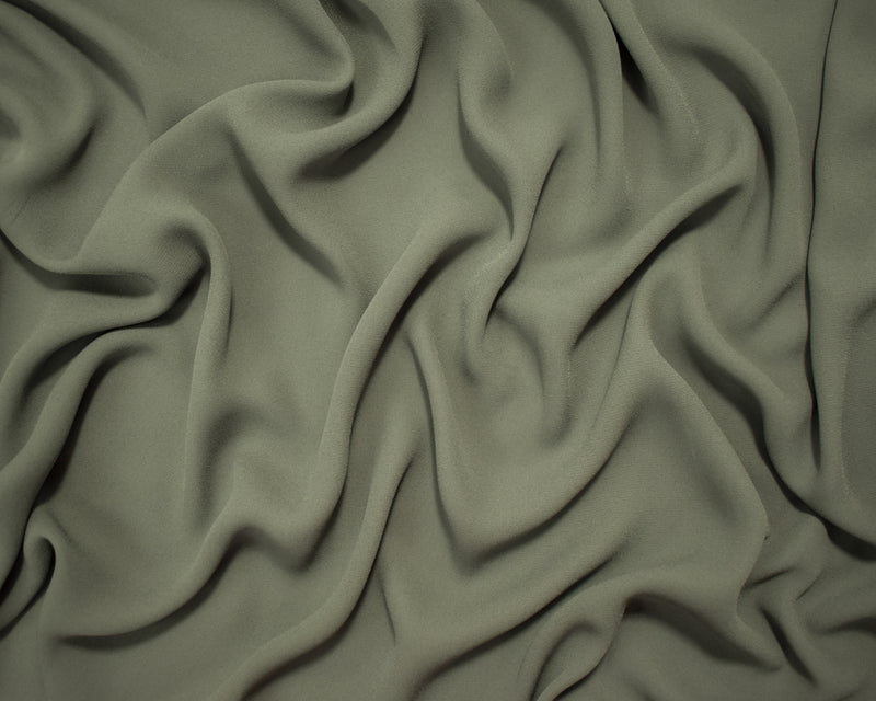 Gray Poly Solid Crepe Momie Georgette Woven Fabric