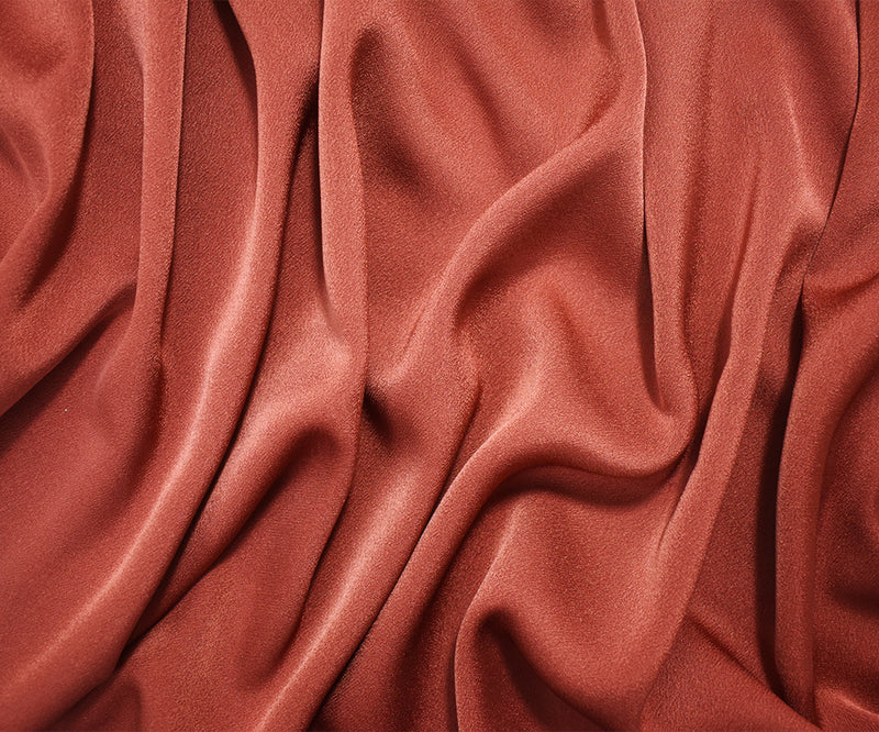 Auburn Brown Triacetate-Poly Crepe Back Satin Woven Fabric