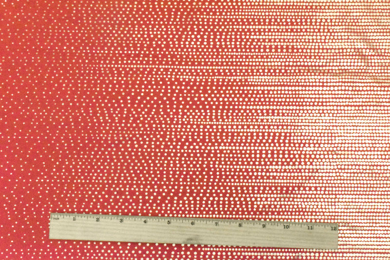 Sunset Red-Gold Dot Printed Stretch Tricot Swimwear Knit Fabric