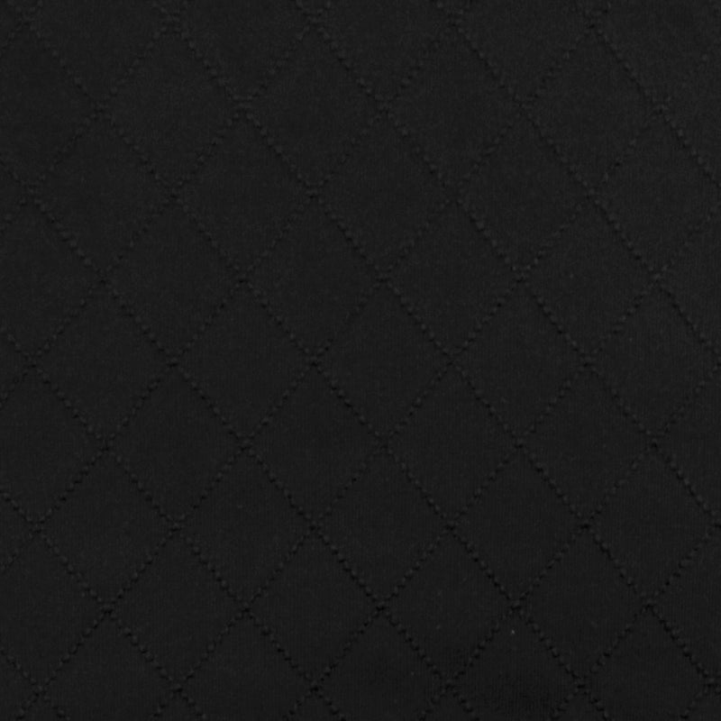 Jet Black Diamond Quilt-Like Stretch Polyester Knit Fabric
