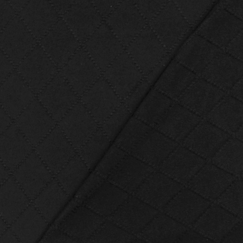 Jet Black Diamond Quilt-Like Stretch Polyester Knit Fabric