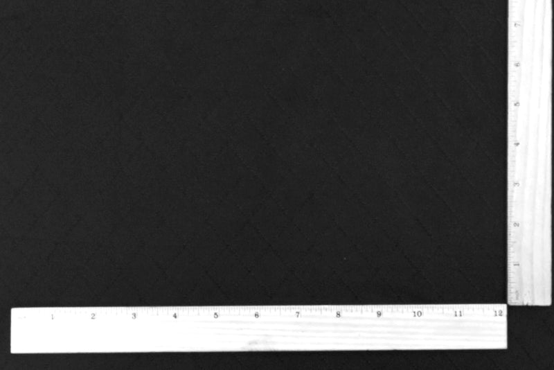 Jet Black Diamond Quilt-Like Stretch Polyester Knit Fabric