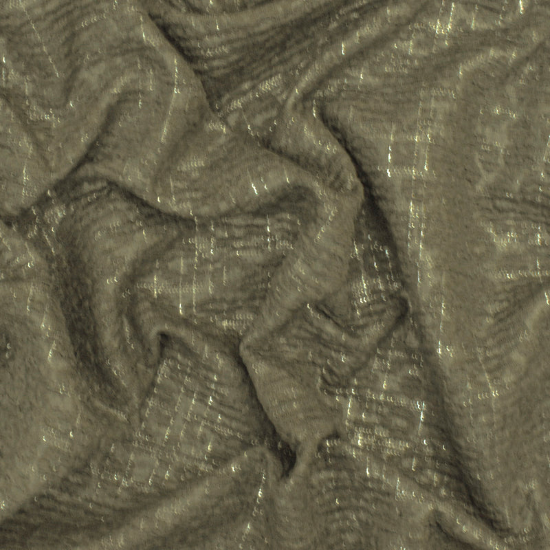 Green-Silver Crinkle Leopard Metallic Plaid Stretch Double Knit Fabric