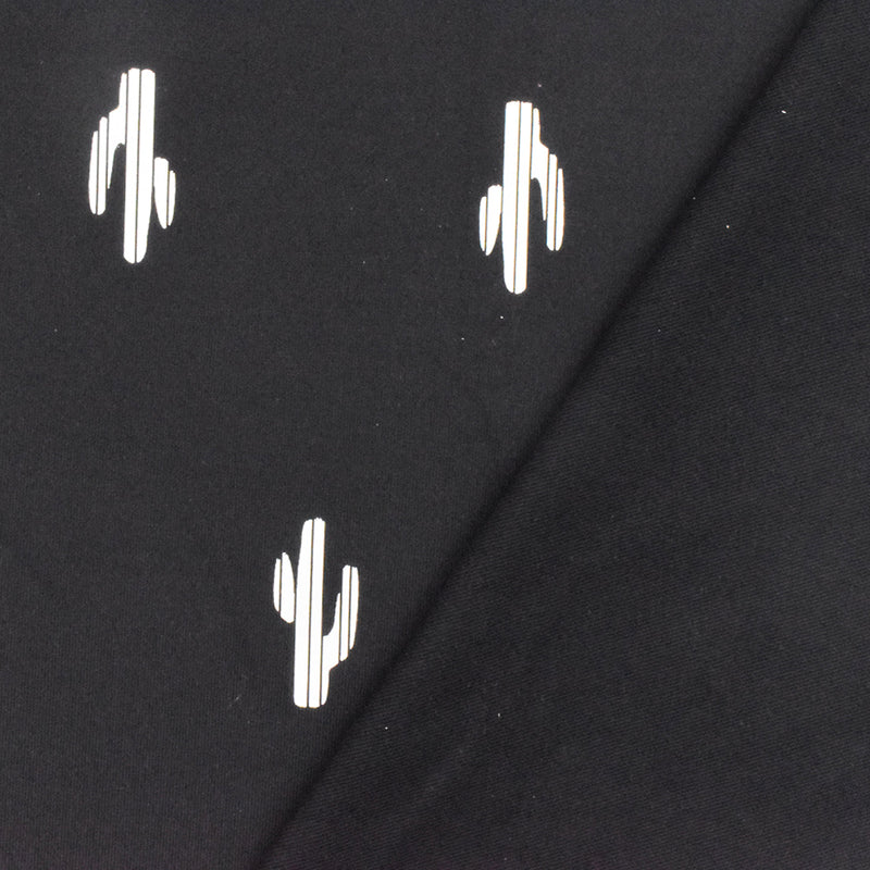 Black-Silver Famous Maker Cactus Print Stretch Tricot Swimwear Knit Fabric