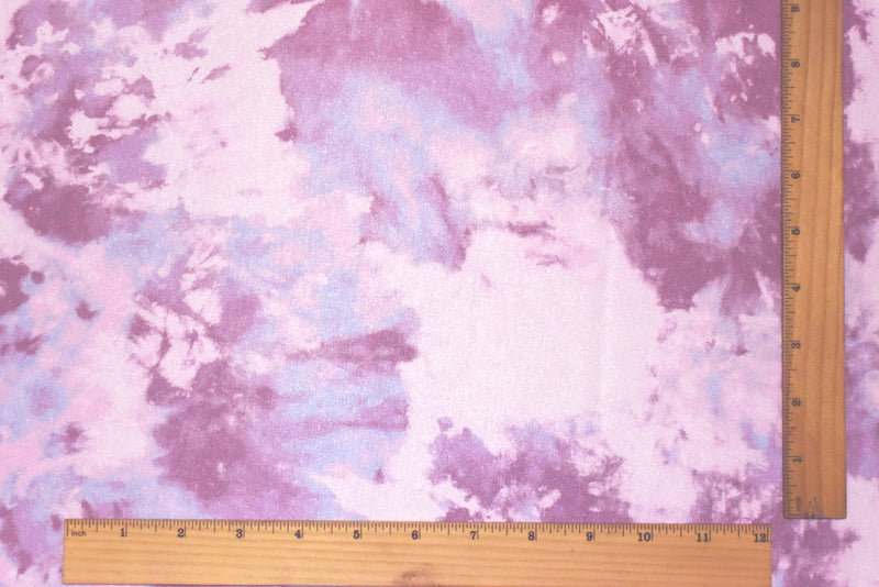 Pink-Purple-Muti Tie Dye Printed Stretch Tricot Yoga Swimwear Knit Fabric