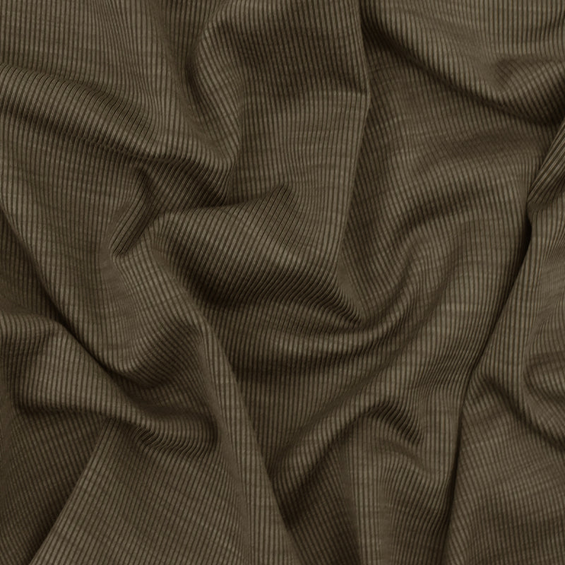 Cocoa Olive Famous Maker Brown Stripe Stretch 2x1 Rib Knit Fabric