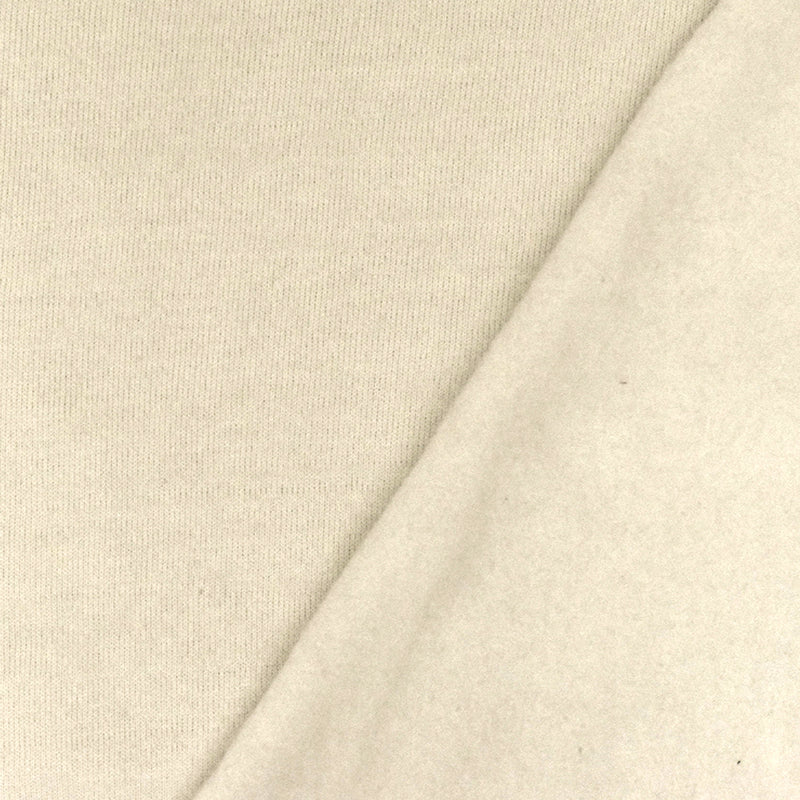 Oatmeal Beige Solid Stretch Cotton Poly Brushed Terry Fleece Knit Fabric