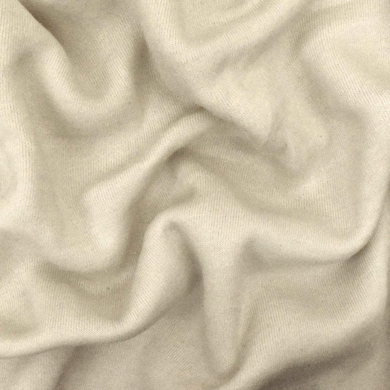 Oatmeal Beige Solid Stretch Cotton Poly Brushed Terry Fleece Knit Fabric